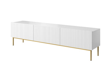 Nicole TV-meubel met lade 200 cm - Modern en stijlvol | Kleur: Mat wit / Goud | Maat: 200x53x45 cm