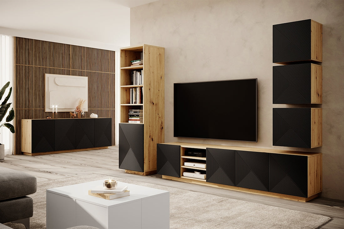 Asha Hangkast met deur en plank – Artisanaal eiken & mat zwart | Kleur: Mat zwart | Maat: 40x40x32