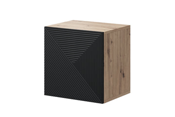 Asha Hangkast met deur en plank – Artisanaal eiken & mat zwart | Kleur: Mat zwart | Maat: 40x40x32