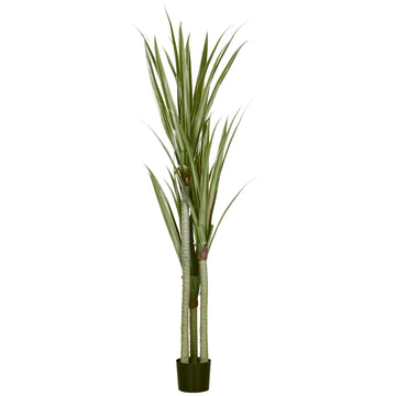 Kunstmatige Yucca 190 cm met pot | Kleur: Smaragdgroen | Afmetingen: 17x17x190 cm