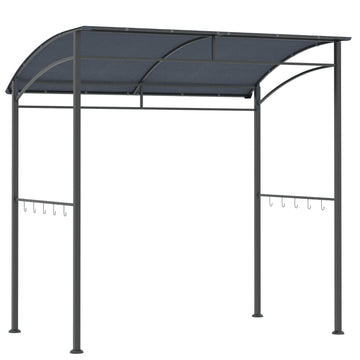 BBQ-gazebo met vuurwerend dak | Kleur: Grijs+Zwart | Afmetingen: 150x215x174/220 cm