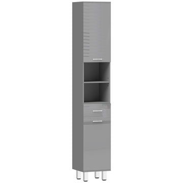 Badkamerkast met planken en lade, verstelbaar | Kleur: Grijs | Afmetingen: 30x30x180 cm
