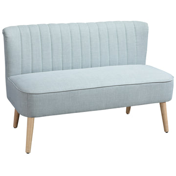 2-zitsbank met zachte bekleding en houten frame | Kleur: Hellblauw | Afmetingen: 117x56,5x77 cm