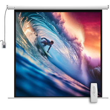 Elektrisch projectiescherm 85 inch 1:1 HD 4K | Kleur: Wit | Afmetingen: 176,5x8x176,5 cm