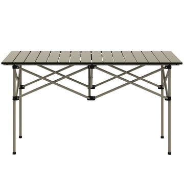 Opvouwbare campingtafel - Aluminium, oprolbaar | Kleur: Bruin | Afmetingen: 55x95x50 cm