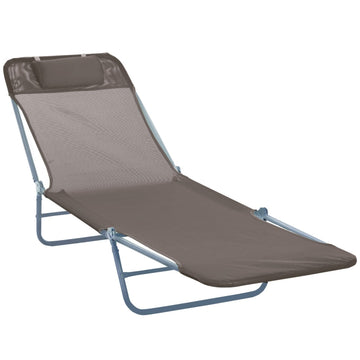 Opvouwbare ligstoel voor tuin en zwembad | Kleur: Bruin | Afmetingen: 56x182x24.5 cm