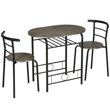 3-delige keukentafelset met 2 stoelen | Kleur: Zwart | Afmetingen: 80x53x74,5 cm