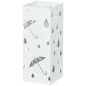 Paraplubak met haken en druipschaal | Kleur: Wit | Afmetingen: 15.5x15.5x40 cm