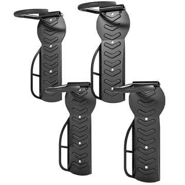 4-delige set fietsmuurbeugels voor 4 fietsen | Kleur: Zwart | Afmetingen: 10.5x25.5x4 cm