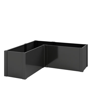 L-vormig verhoogd bloembed van staal | Kleur: Zwart | Afmetingen: 150x150x55 cm