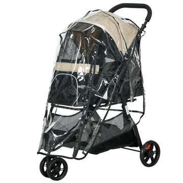 Opvouwbare hondenbuggy met regenhoes | Kleur: Bruin, Zwart | Afmetingen: 51.5x80.5x100 cm