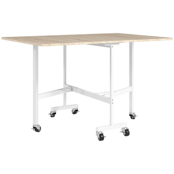 Opklapbare eettafel voor 6 personen met wielen | Kleur: Eiken | Afmetingen: 120x80x73 cm
