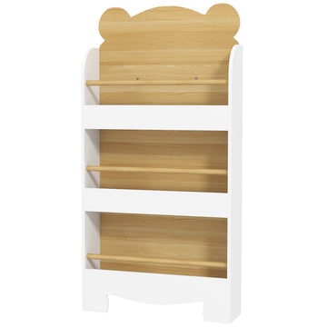 Kinderboekenkast met 3 planken | Kleur: Wit en bruin | Afmetingen: 55x15x110 cm