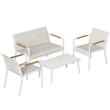4-delige tuinmeubelset voor 4 personen | Kleur: Crèmewit | Afmetingen: 106x70,5x77 cm