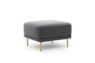 Nicole Gestoffeerde Poef met Gouden Metalen Poten - Grijs Velluto 18 Antraciet | 60x44x60 cm