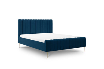 Gestoffeerd Nicole Bed - Luxe Matt Velvet met Gouden Poten | Kleur: Marineblauw | Maat: 160x200 cm