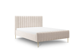 Nicole Slaapkamerbed 140x200 – Beige Hydrofoob Fluweel met Gouden Poten | Kleur: Beige