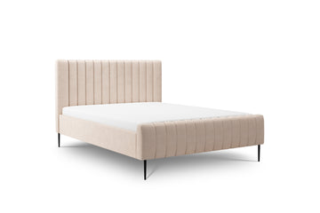 Nicole slaapkamerbed 160x200 cm - Hydrofoob beige fluweel, zwarte poten | Kleur: Beige