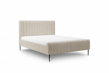 Nicole Slaapkamerbed 180x200 - Luxe Chenille Bed met Zwarte Poten | Kleur: Beige | Maat: 180x200 cm