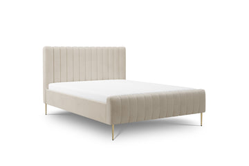 Nicole Slaapkamerbed 180x200 - Beige Chenille met Gouden Poten | Kleur: Beige | Maat: 180x200 cm