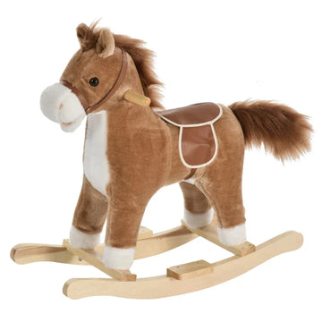 Schommelpaard voor kinderen met geluiden | Kleur: Bruin | Afmetingen: 32.5x65x61 cm