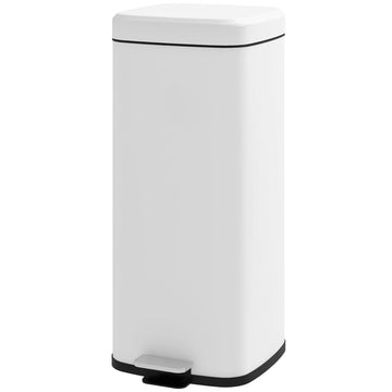 Afvalbak 30L met pedaal en softclose deksel | Kleur: Wit | Afmetingen: 35x28x63.5 cm