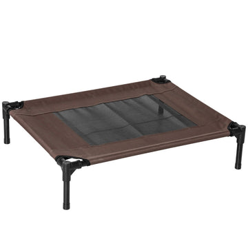 Verhoogd hondenbed - Opvouwbare hondenligstoel | Kleur: Bruin + Zwart | Afmetingen: 61x76x18 cm