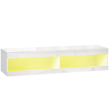 Hangend tv-meubel 55-60 inch met RGB LED | Kleur: Wit | Afmetingen: 140x40x30 cm