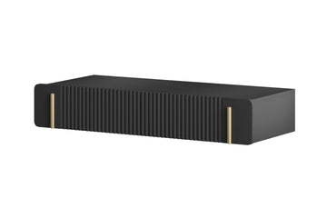 Malmi 100 cm hangende kaptafel met lades - Modern zwevend design | Kleur: Mat zwart/goud
