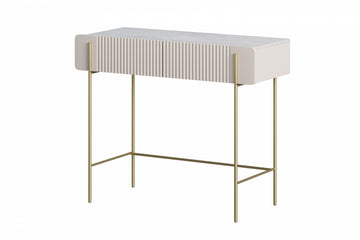 Malmi Kaptafel met 2 Lades - Modern & Glamoureus | Kleur: Kasjmier/Crema Bianca/Goud