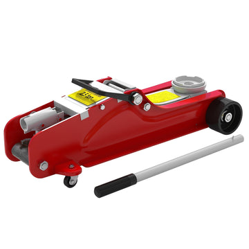 Hydraulische laagprofiel autokrik 2,5 ton | Kleur: Rood | Afmetingen: 20x56x8-38 cm