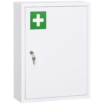 Medicijnkastje met slot en 3 legplanken | Kleur: Wit | Afmetingen: 15x40x53.5 cm