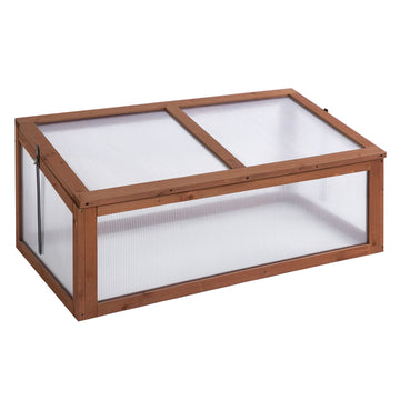 Mini-kas met polycarbonaat panelen | Kleur: Bruin, transparant | Afmetingen: 65x100x40 cm