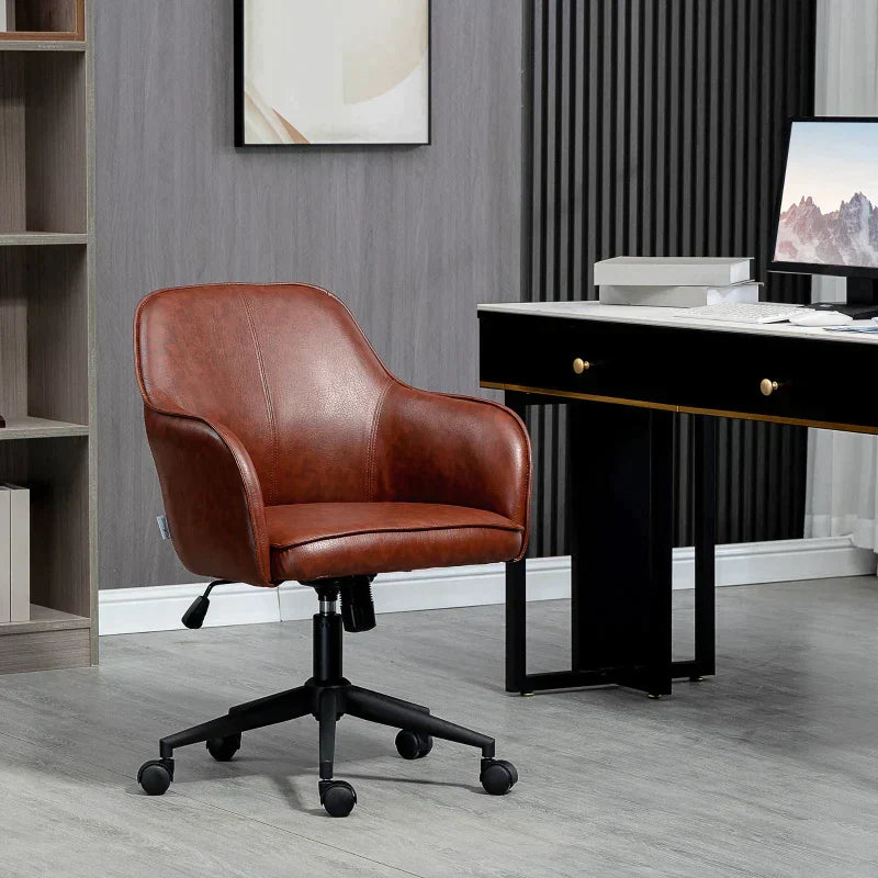 Bürostuhl mit Kippfunktion | Farbe: Braun | Abmessungen: 62x58.5x83-91 cm