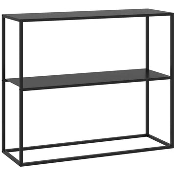 Console tafel met open planken - Haltafel | Kleur: Zwart | Afmetingen: 90x30x75 cm