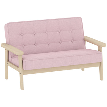 Roze kinderfauteuil met velvet bekleding en houten frame | Kleur: Roze | Afmetingen: 42x77x48 cm