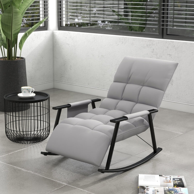 Schommelstoel met verstelbare rugleuning en voetensteun | Kleur: Grijs | Afmetingen: 60x134x70 cm