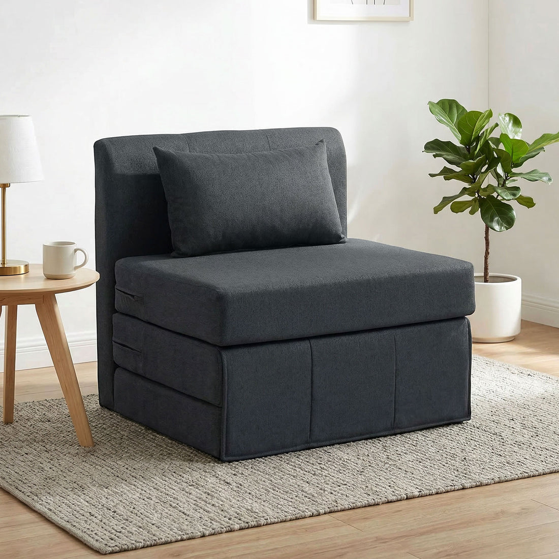 2-in-1 slaapstoel - Klapbaar sofa-bed | Kleur: Donkergrijs | Afmetingen: 75x80x74 cm