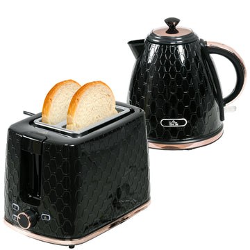 Waterkoker en broodrooster set 1,7 l | Kleur: Zwart | Afmetingen: 17,7x27,4x18,8 cm