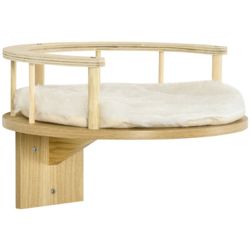 Kattenwandligbed | Kleur: eiken + crème wit | Afmetingen: 34x34x10.5 cm
