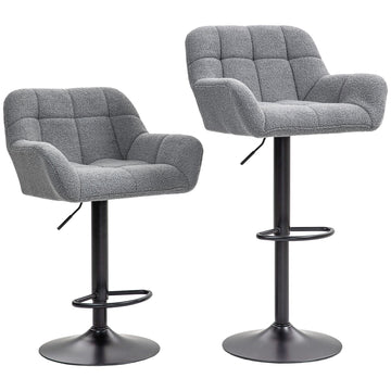 Set van 2 retro barkrukken | Kleur: Grijs, zwart | Afmetingen: 52.5x57.5x93-114 cm