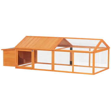 Kippenhok voor kleine dieren met legnest | Kleur: Oranje | Afmetingen: 112.5x240x76 cm