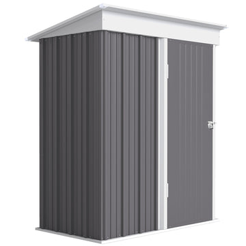 Metalen tuinschuur met planken en afsluitbare deur | Kleur: Grijs | Afmetingen: 161x95x163/181 cm