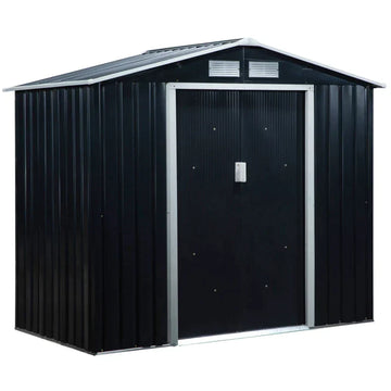 Metalen tuinschuur met schuifdeuren | Kleur: Antraciet | Afmetingen: 130x213x185 cm