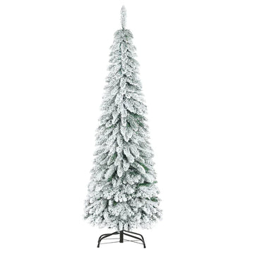 Kunstkerstboom met sneeuw - Smalle kerstboom | Kleur: Groen | Afmetingen: 74x74x180 cm