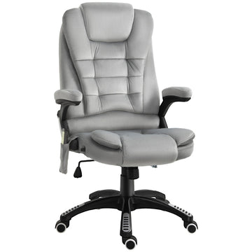 Massage bureaustoel met verwarming en 6 massagepunten | Kleur: Grijs | Afmetingen: 67x74x107-116 cm
