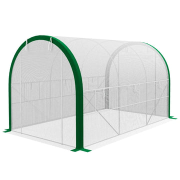 Tunnelkas - Inloopkas met Roldeuren en Ventilatieramen | Kleur: Wit | Afmetingen: 210x358x210 cm
