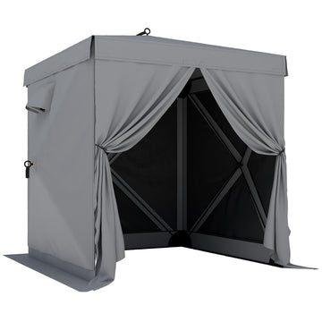 Pop-up tuinpaviljoen met mesh | Kleur: Donkergrijs | Afmetingen: 185x185x205 cm
