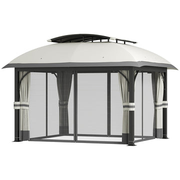 Tuinpaviljoen met muskietennet | Kleur: Grijs | Afmetingen: 330x395x294 cm