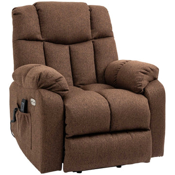 Elektrische sta-opstoel en relaxfauteuil | Kleur: Bruin | Afmetingen: 95x92x107 cm